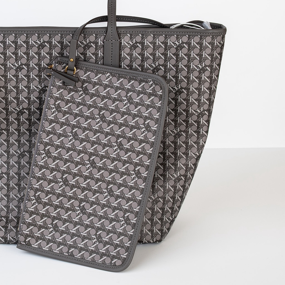 NWT Tory Burch Ever-Ready Tote Grey Zinc Logo Monogram - Picture 8 of 8